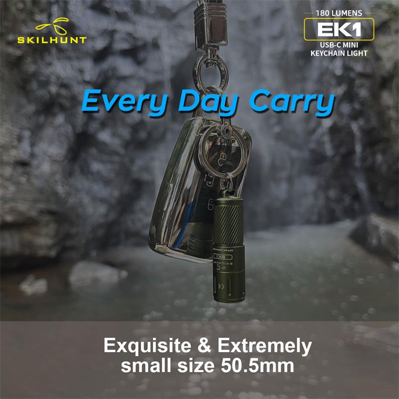SKILHUNT EK1 180 lumens USB-C EDC Mini Tiny Keychain Rechargeable LED Flashlight Poket Torch Outdoor Daily Camping Hiking Riding Fish