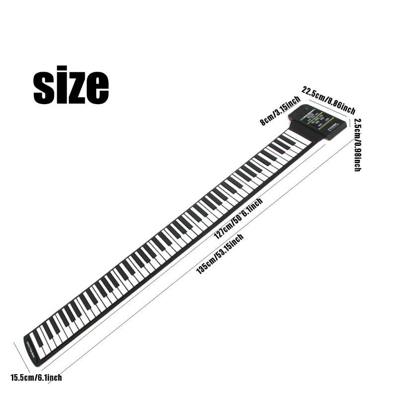 88 клавиш Свернутое фортепиано Цифровая тональная электронная мягкая клавиатура пиано MIDI Педаль сустейна