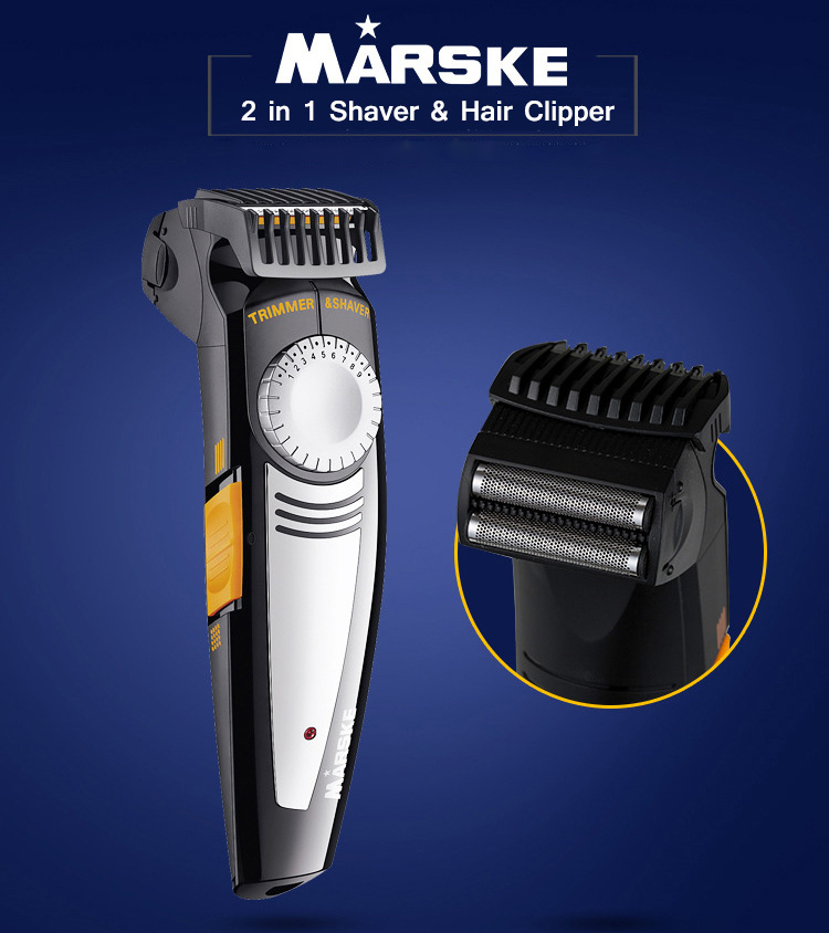 Marske 2 in 1 Electric Hair Clipper Trimmer Beard Foil Shaver Crew Cut Bareheaded Recharge 110V 240V