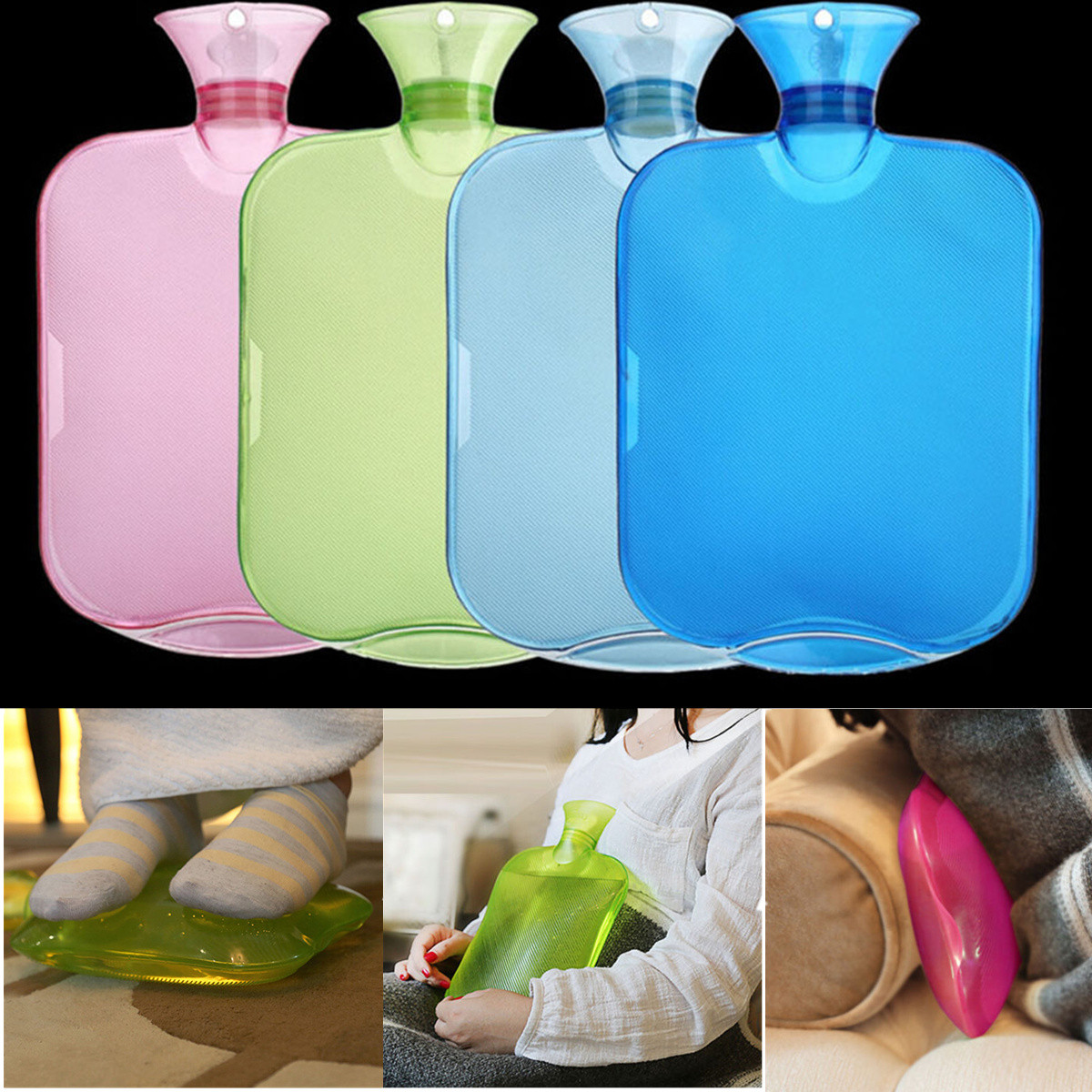 

2000ml PVC Rubber Hot Water Bottle Warm Relax Pain Sports Injuries Relief Heat Cold Therapy Bag