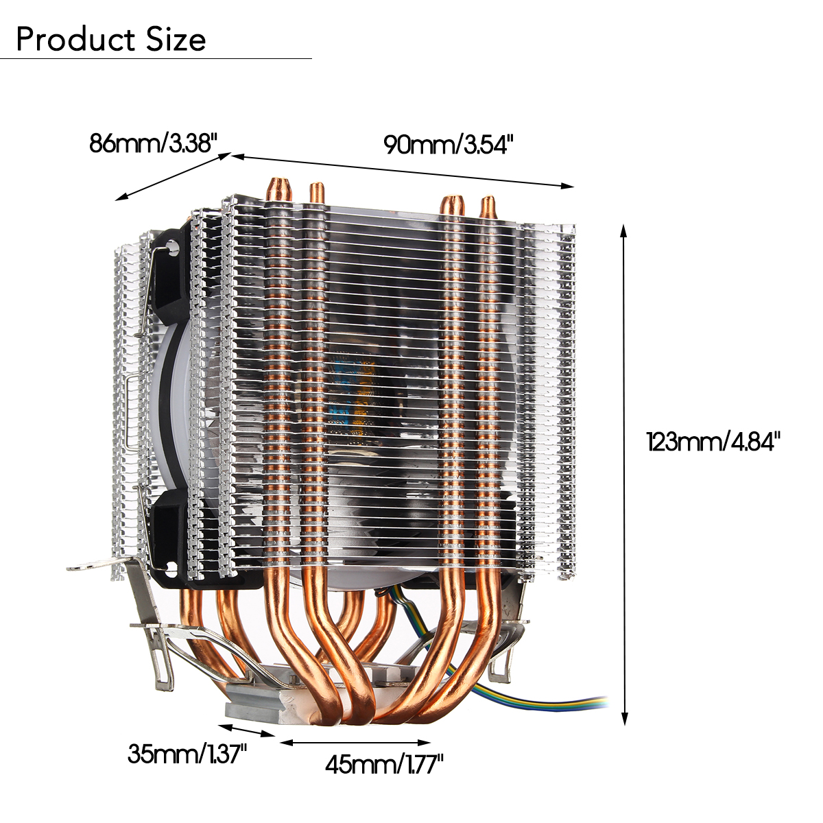 4Pin 4 Heatpipes Colorful Backlit CPU Cooling Fan Cooler Heatsink For Intel AMD 14