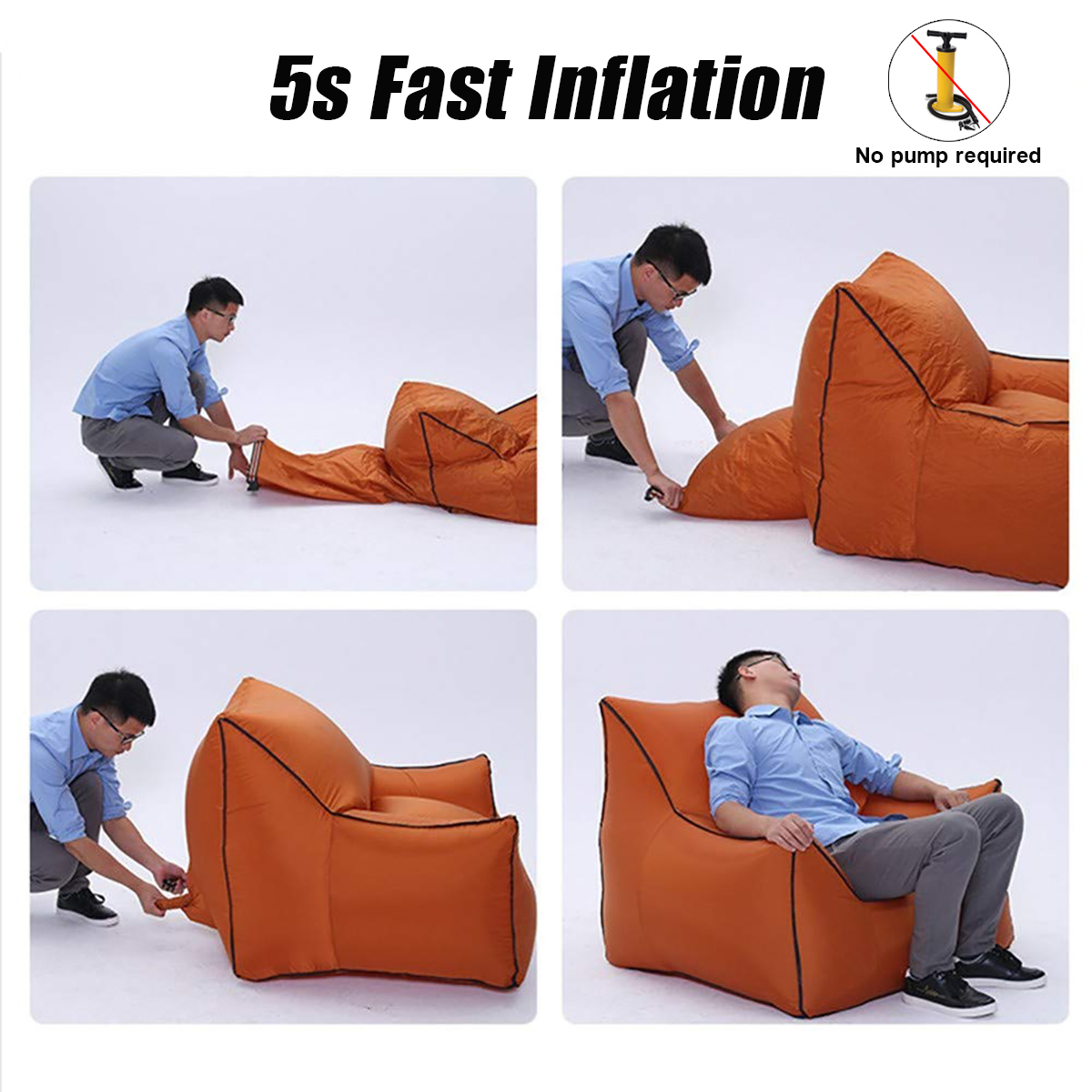 Outdoor Portable Inflatable Air Lazy Sofa Sleeping Rest Beach Seaside Couch Bed Camping Travel 7