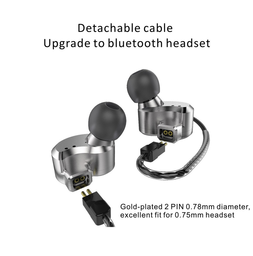 KB1 Triple Drivers 0.78mm Pin Removable Cable Earphone HiFi Stereo In-Ear Sports Metal Shell Headset 15