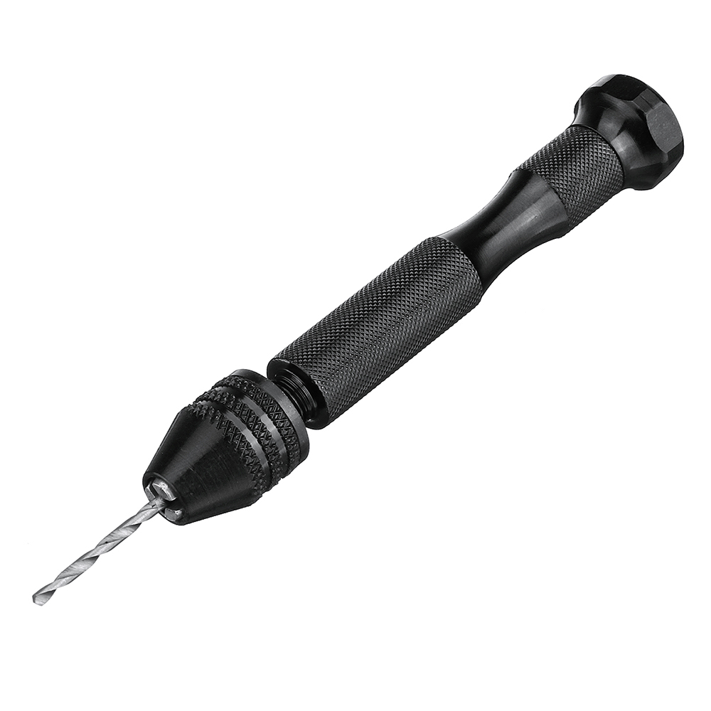 0.3-3.8mm Mini Aluminum Hand Drill with Twist Drill Bits Chuck Drilling Rotary Tools - Photo: 3