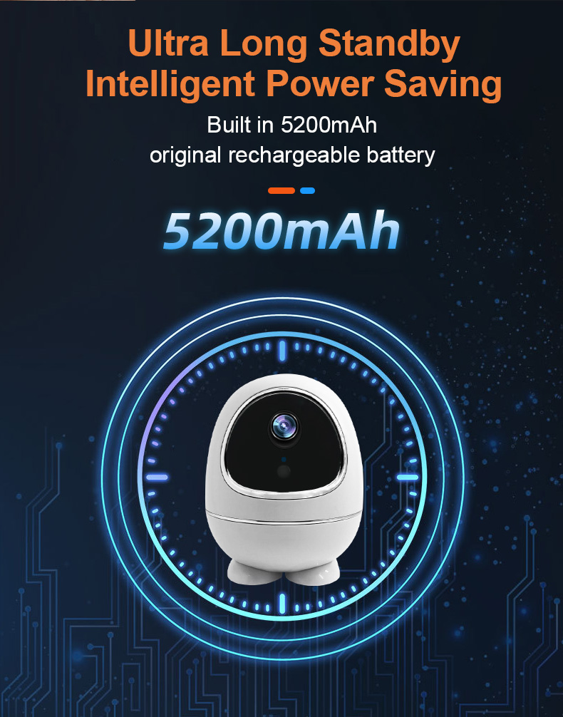 Pripaso W5 Tuya WiFi PTZ 1080P IP Camera Low Power Battery Camera Remote Home Security Indoor Video Surveillance