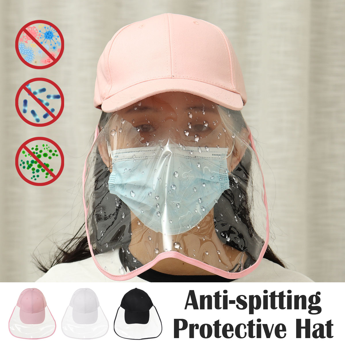 Clear Full Face Hat Waterproof Cover Mask Cap Shield Protective Anti-spitting