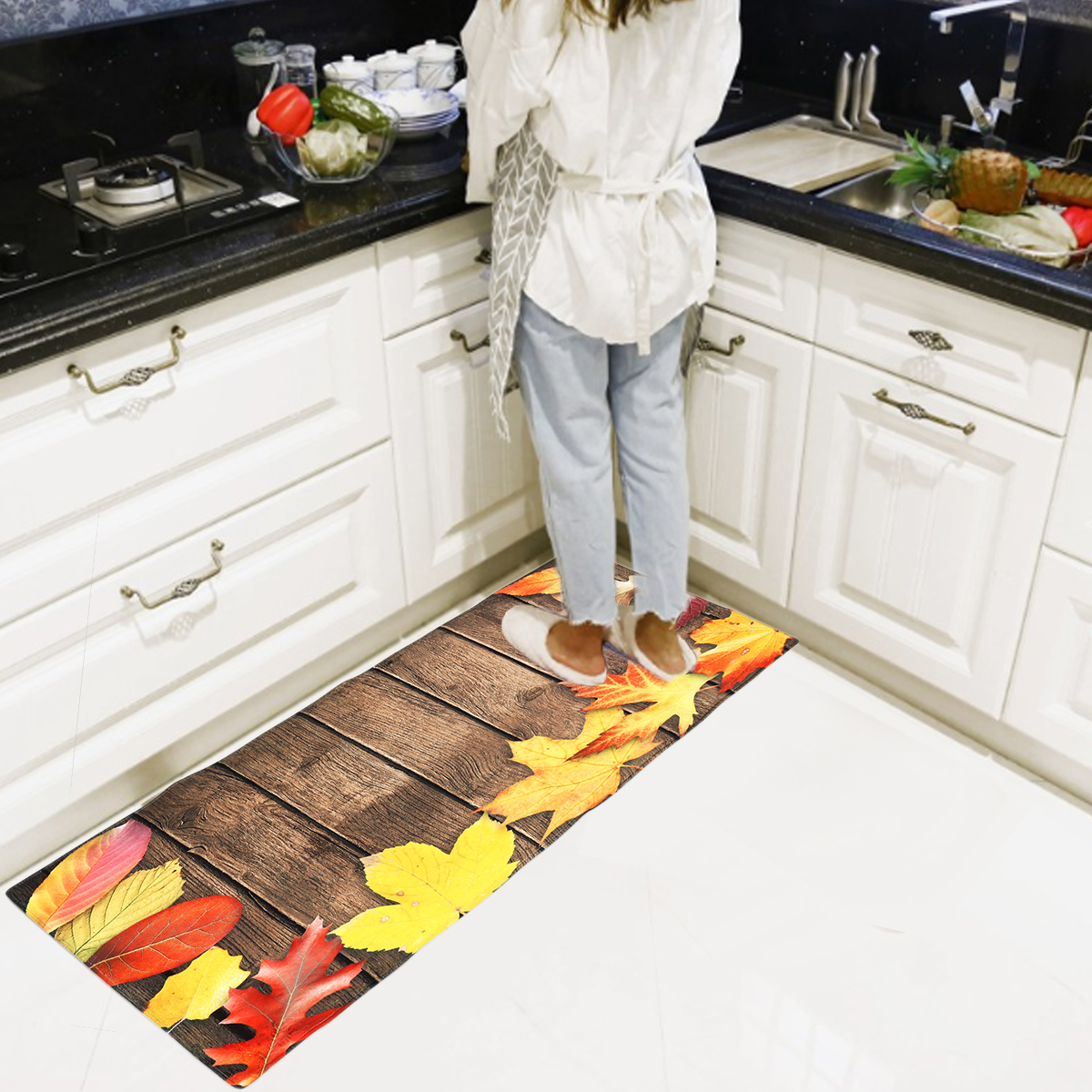 180cm Non-Slip Home Kitchen Bedroom Floor Mat Rug Door Flannel Carpet Washable