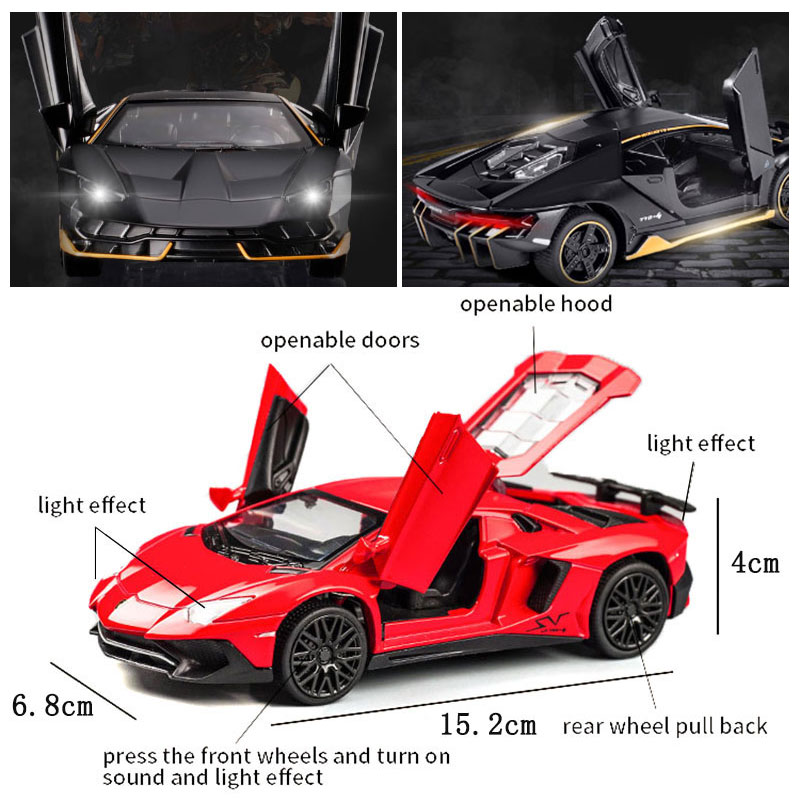 1:32 Alloy Centenario LP770 Multicolor Super Racing Car with Sound Light Diecast Model Toy for Children Gift - Photo: 12