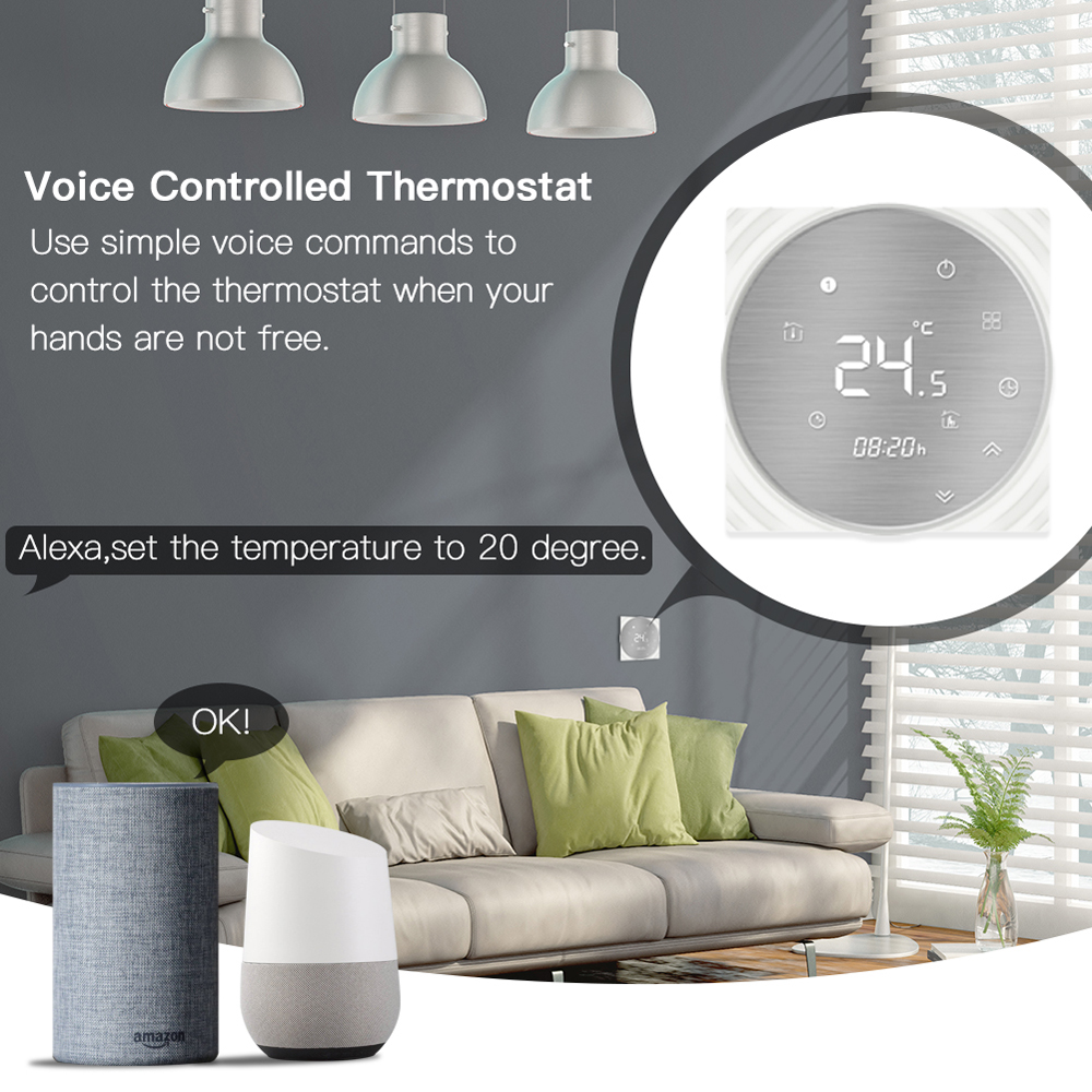 MoesHouse BHT-6000 WiFi Smart Thermostat Water/Electric Floor Heating Water/Gas Boiler Temperature Controller Smart Life/Tuya Weekly Programmable Works with Alexa Google home
