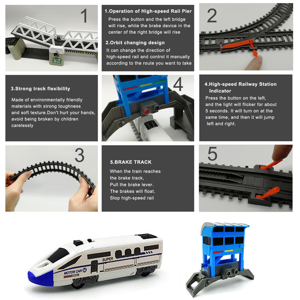 Electric Powerful Assembly Train Track Toys with Light for Kids Gift - Photo: 5