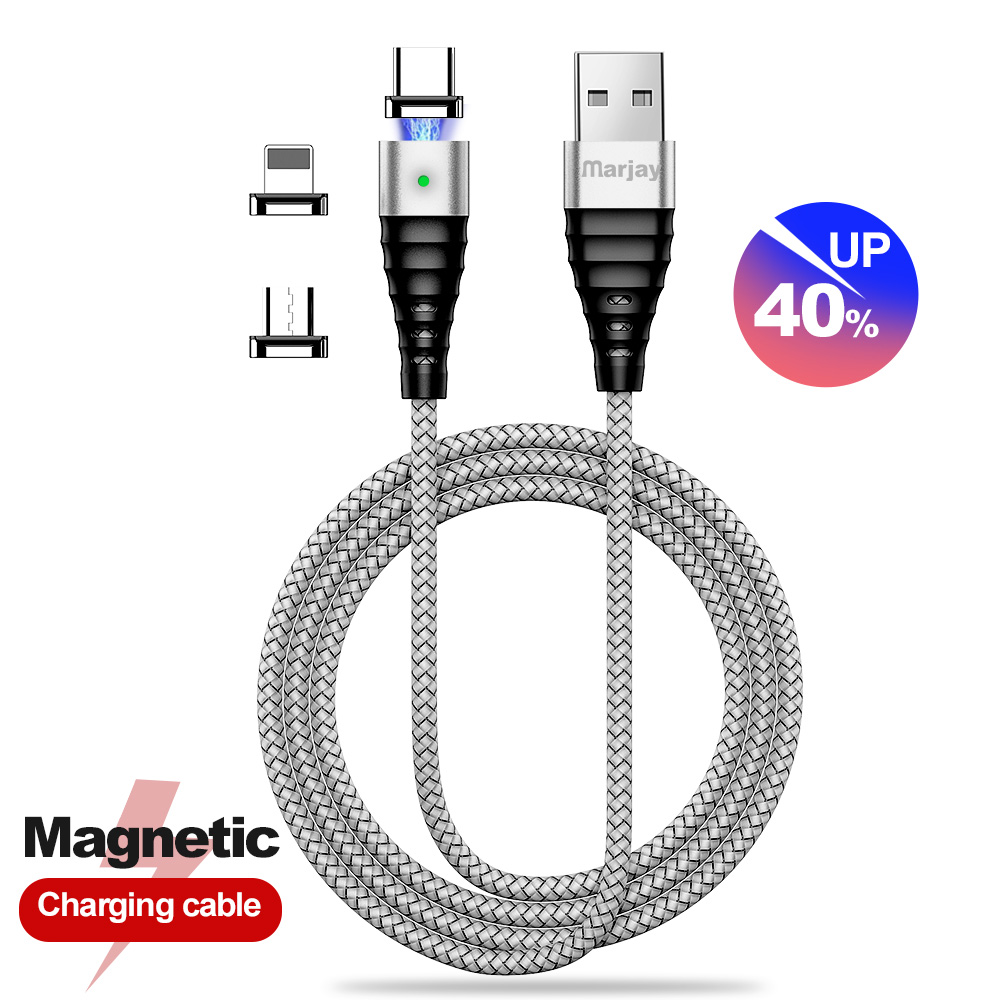Marjay 3A Type C Micro USB LED Indicator Braided Fast Charging Data Cable For Huawei P30 Pro Mate 30 Mi9 9Pro 7A 6Pro OUKITEL Y4800