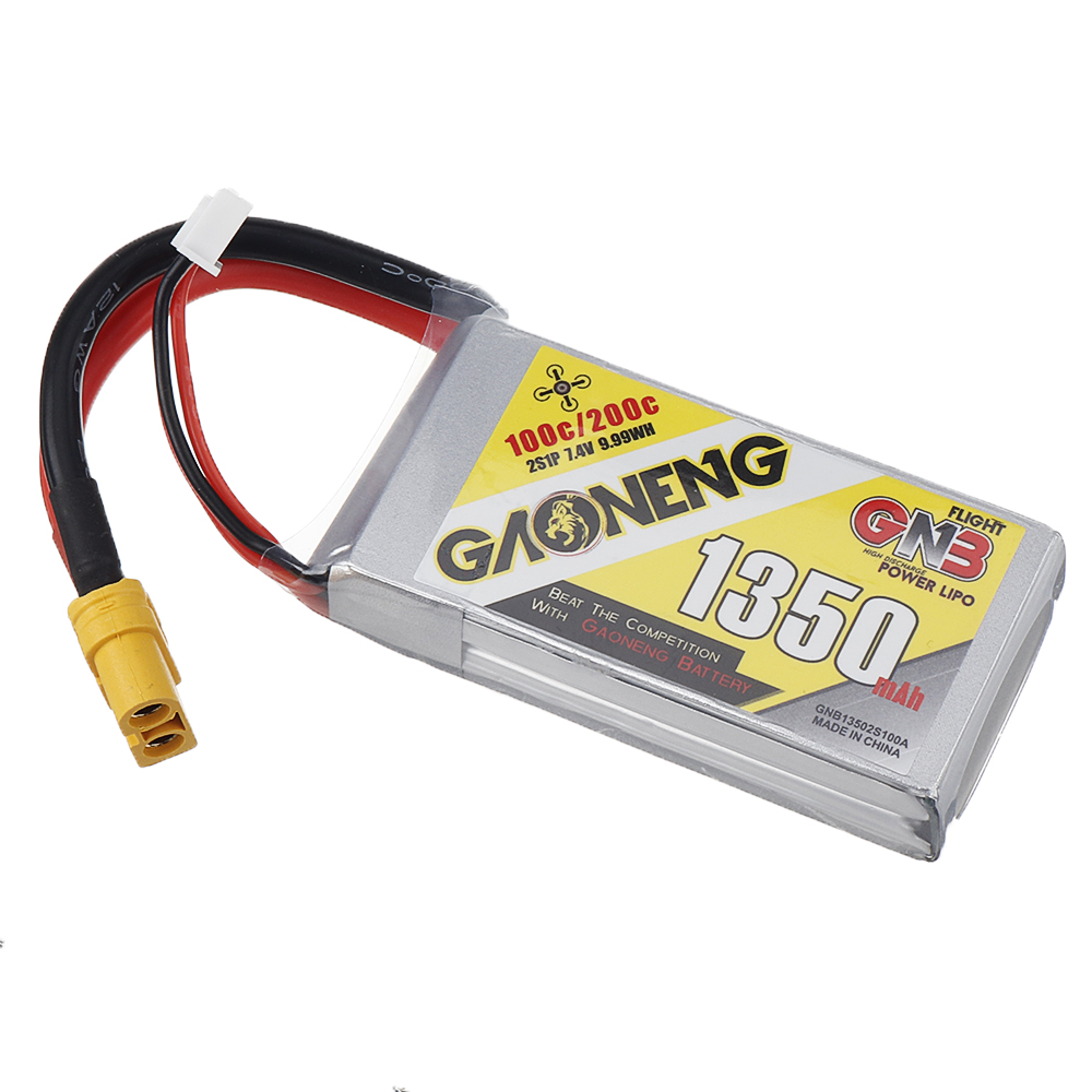 Gaoneng GNB 7.4V 1350mAh 100C 2S Lipo Battery XT60U-F Plug for RC Models Multicopter Frame - Photo: 3