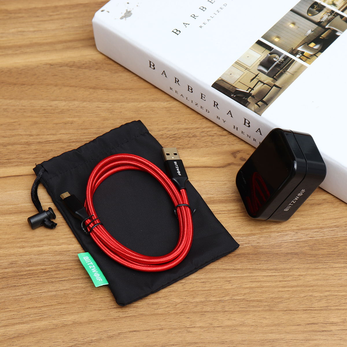 BlitzWolf® BW-ST1 Portable Cable Organizer Headphone Storage Organizer Bag for Cable Headphone Power Bank Selfie Sticks