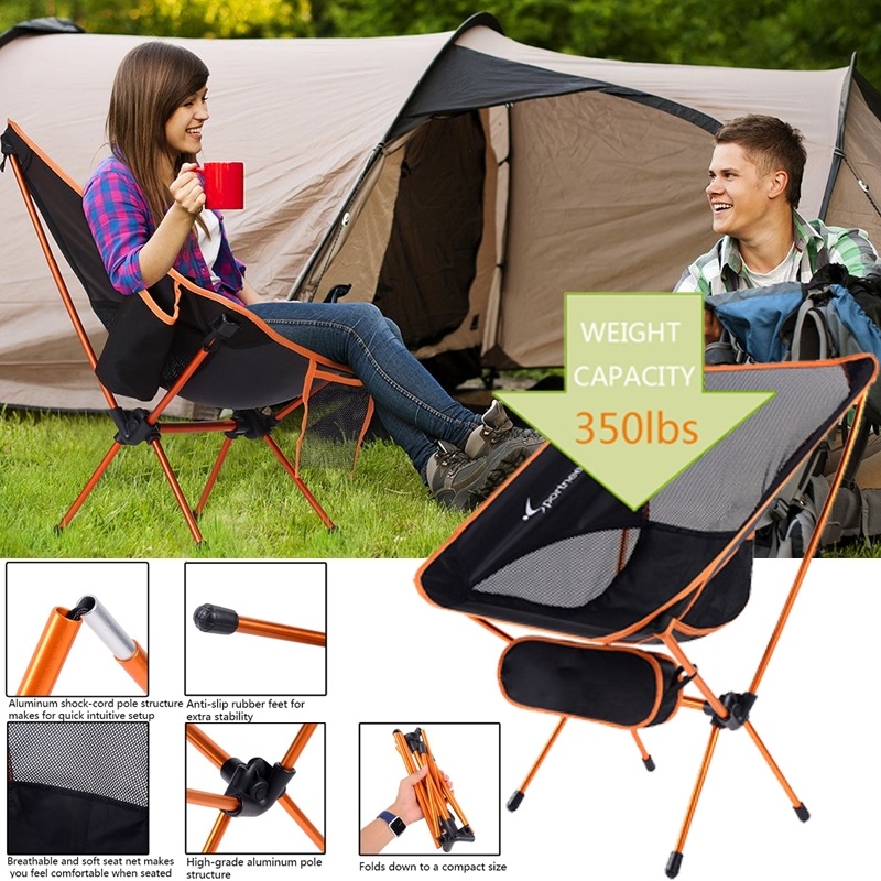 Outdoor Folding Chair Portable Camping Chairs Lightweight Folding Backpacking Chairs with Carry Bag for Outdoor, Camping, Fishing, Beach, Travel