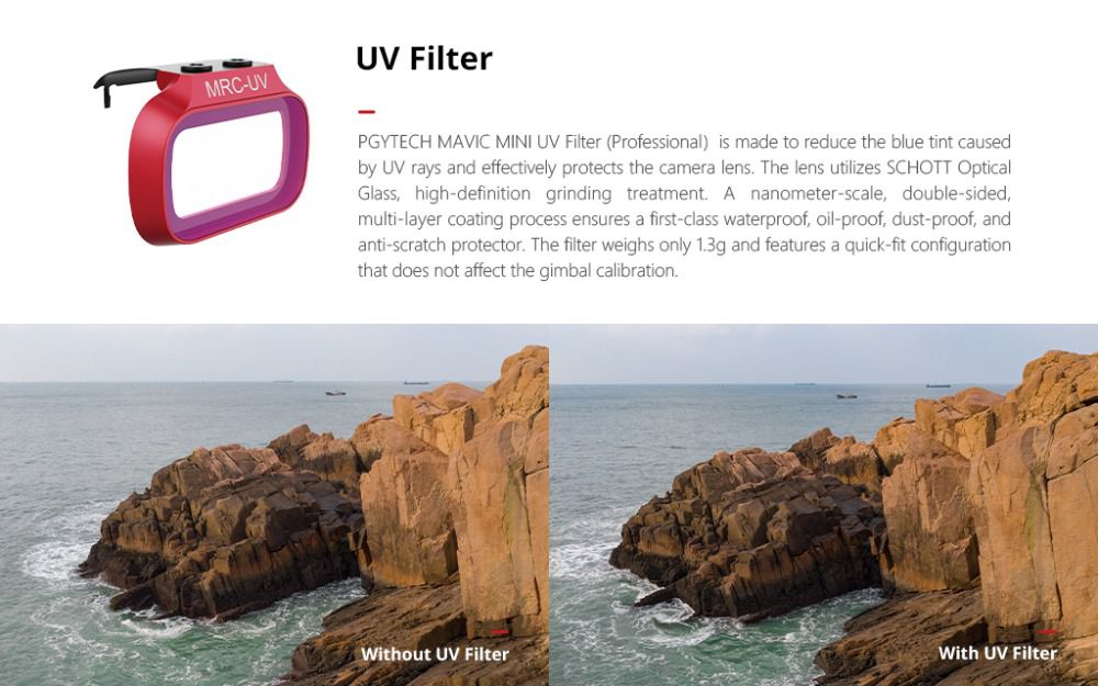 PGYTECH Camera Lens Filter UV Filter for DJI Mavic Mini RC Drone Quadcopter - Photo: 7