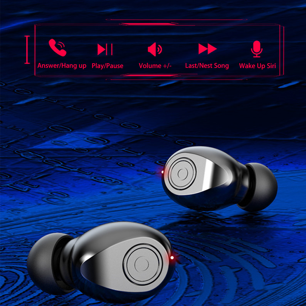 Mini Dual bluetooth 5.0 TWS Wireless Stereo Earphone Noise Reduction Light Display Headphones for 