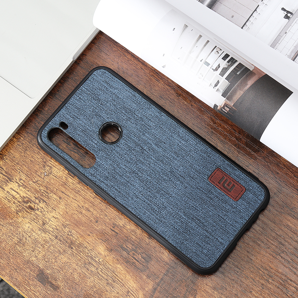 Bakeey Luxury Fabric Splice Soft Silicone Edge Shockproof Protective Case For Xiaomi Redmi Note 8 2021 Global Version