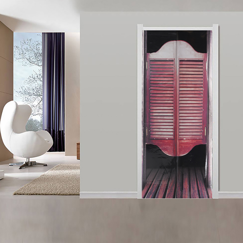 2Pcs 3D Door Wall Sticker Wrap Mural Self Adhesive Home Decor Scene Decal