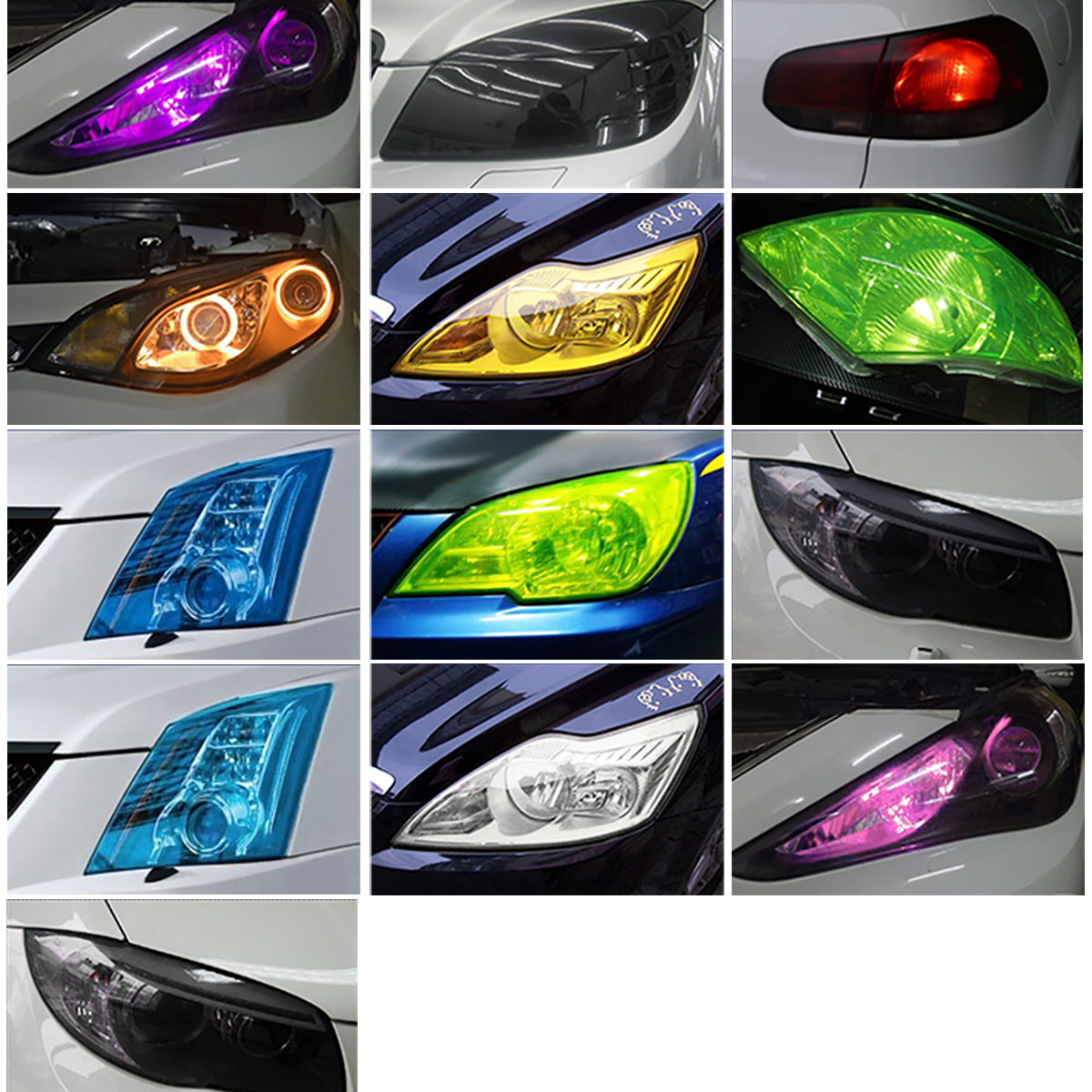 30cmx0.6m Car Light Headlight Taillight Tint Vinyl Film Sticker Easy Stick Motorcycle Decoration 13 Colors
