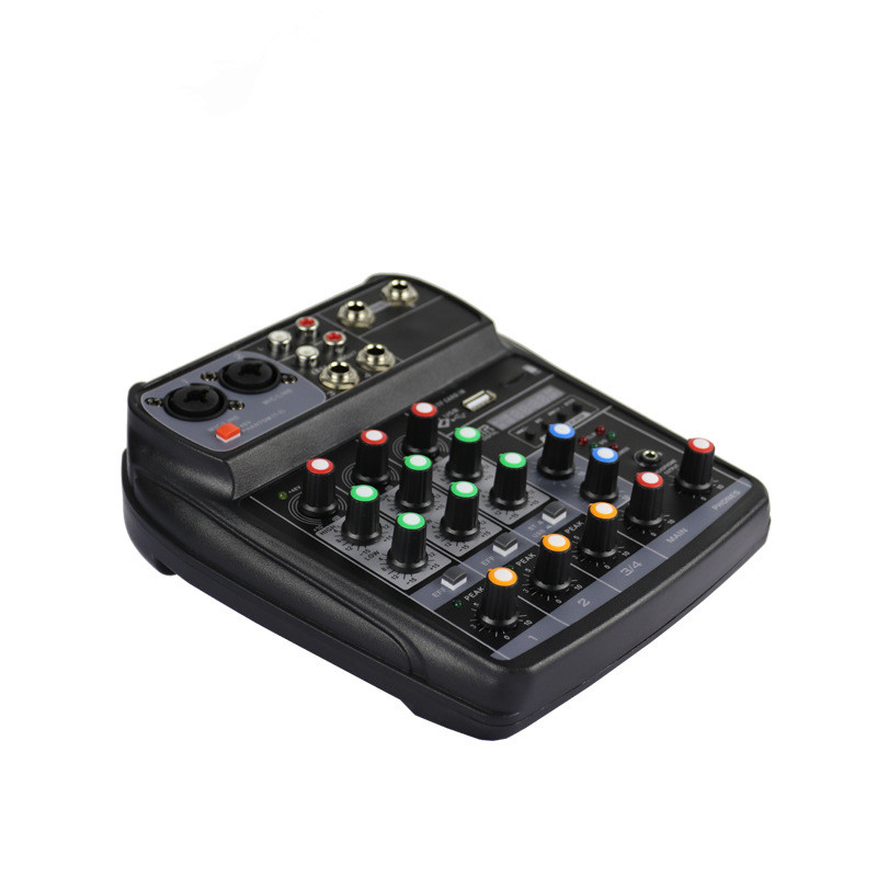 ELM AI-4 Karaoke Audio Mixer Mixing Console Compact Sound Card Mixing Console Digital BT MP3 USB for Music DJ Recording - Photo: 2