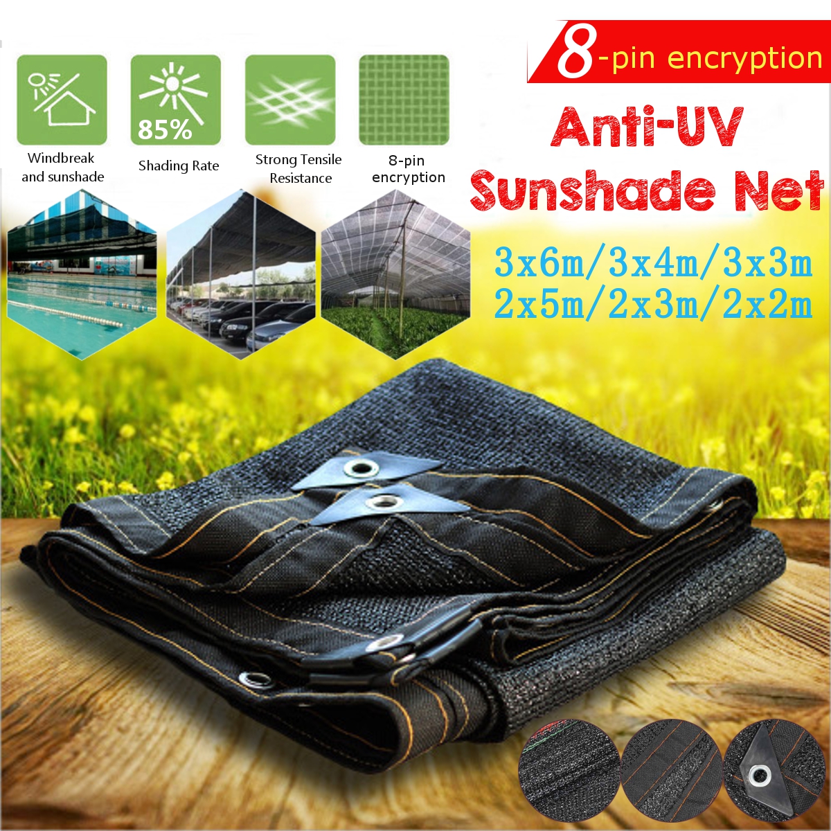 HDPE Anti-UV Sunshade Net Outdoor Garden Car Cover Sunscreen Cloth Protector