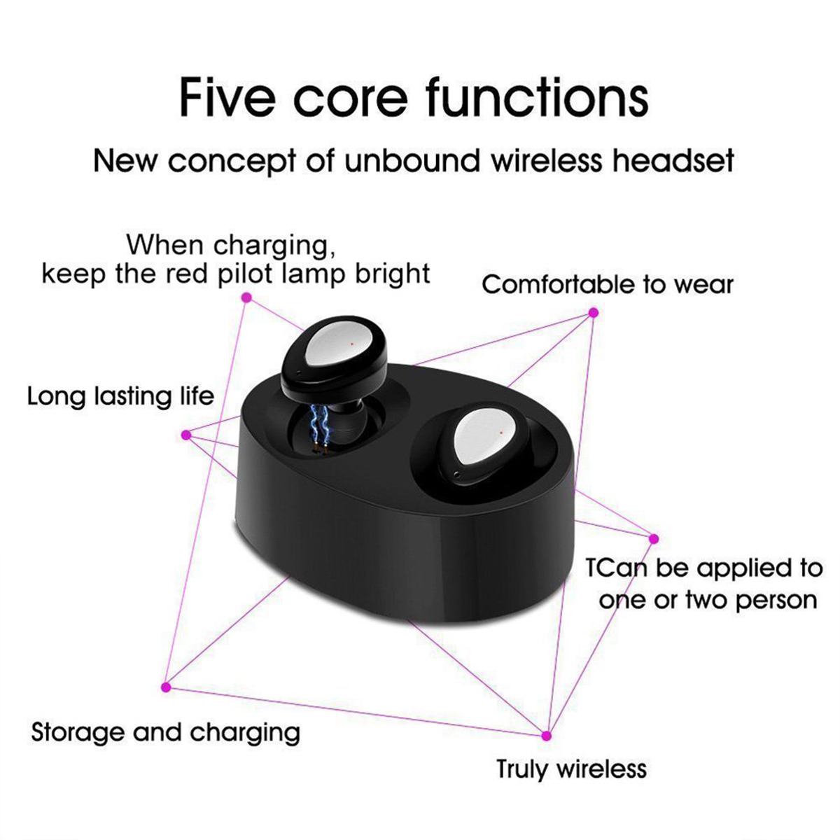 TWS-K2 Wireless bluetooth Headphone Mini Portable Stereo Earphone Earbuds with Mic with Charging Box