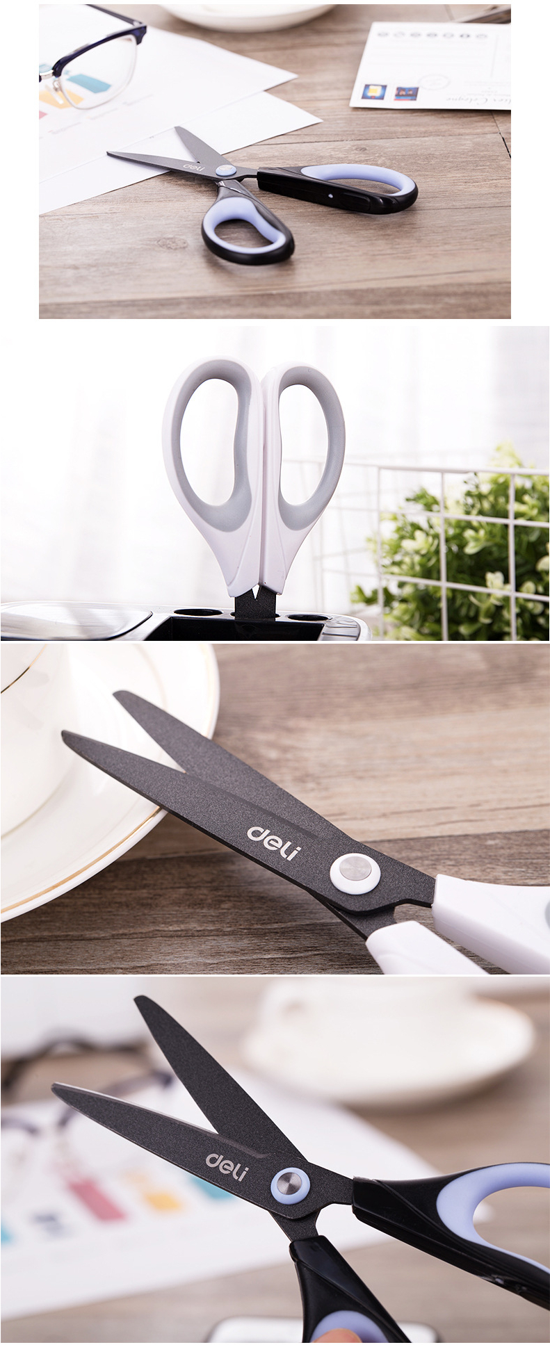 Deli 6055 Soft-touch Scissors Alloy Stainless Steel Cutter Home Office Hand Craft Scissors Cutting Tools