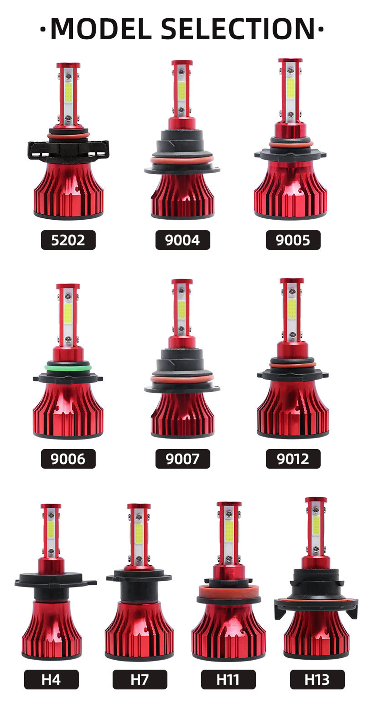X15 Mini 4-Side COB LED Headlights Bulb 72W H4 H7 H11 H13 9004 9005 9006 9007 9012 5202 8000LM 6500K for Car Motorcycle