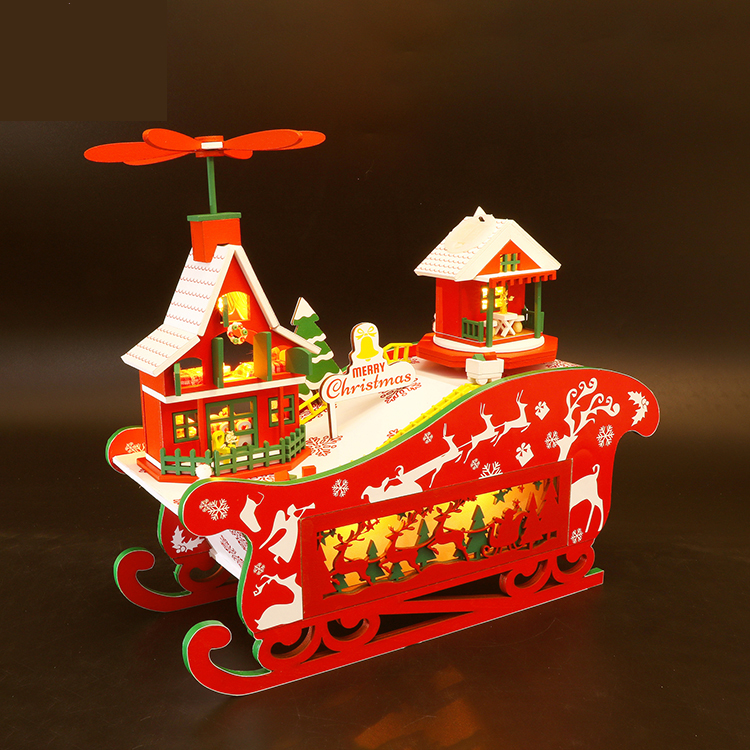 Hongda M908 Fantasy Christmas Night DIY Assembly Cottage Piggy Bank Doll House with Music and LED Light