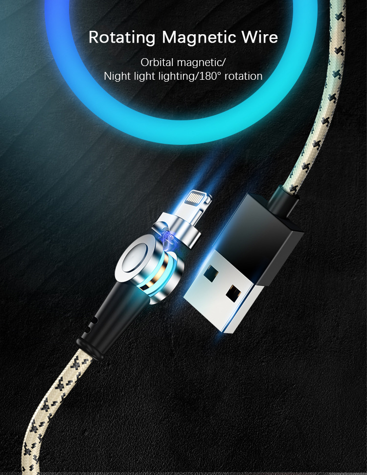 Bakeey 3A Type C Micro USB LED Light 180° Rotation Fast Charging Magnetic Data Cable For Huawei P30 P[ro Mate 30 Mi9 9Pro 7A 6Pro