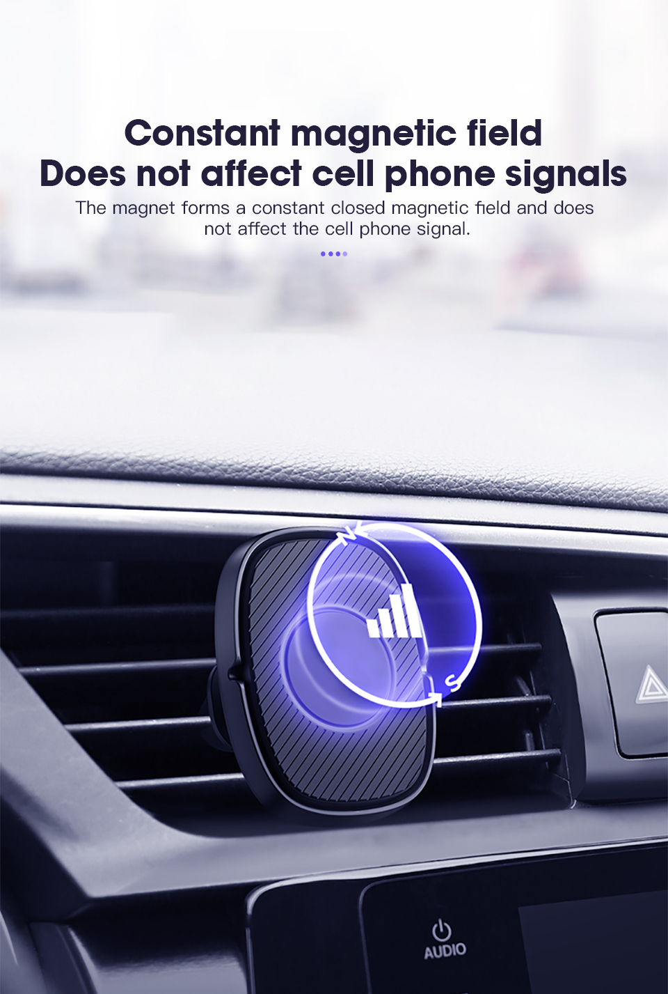 KUULAA Strong Magnetic Air Vent Dashboard Car Phone Holder Car Mount for 4.0-7.0 Inch Smart Phone