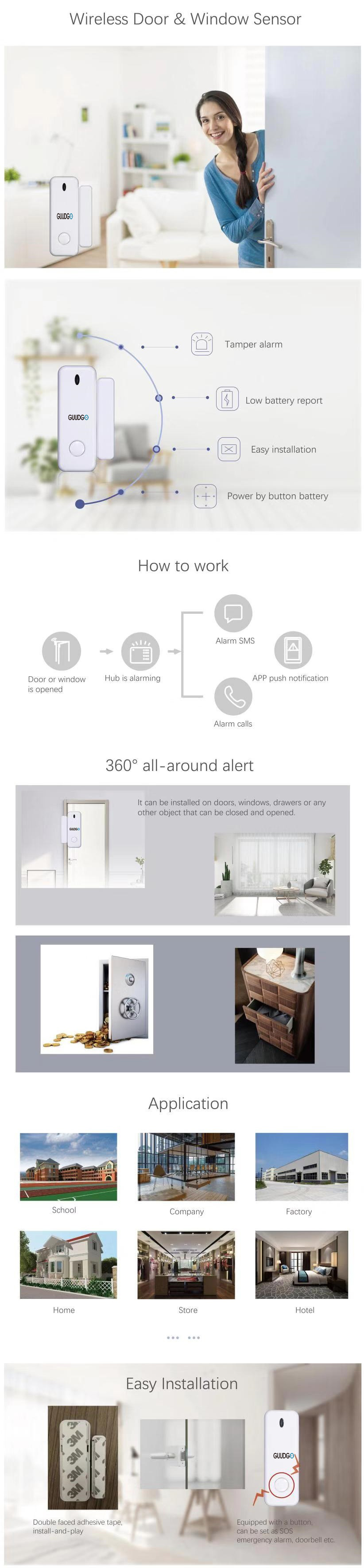 GUUDGO Tuya APP Smart WiFi GSM Home Security Alarm System Sensors Home Alarm 433MHz Compatible With Alexa Google IFTTT