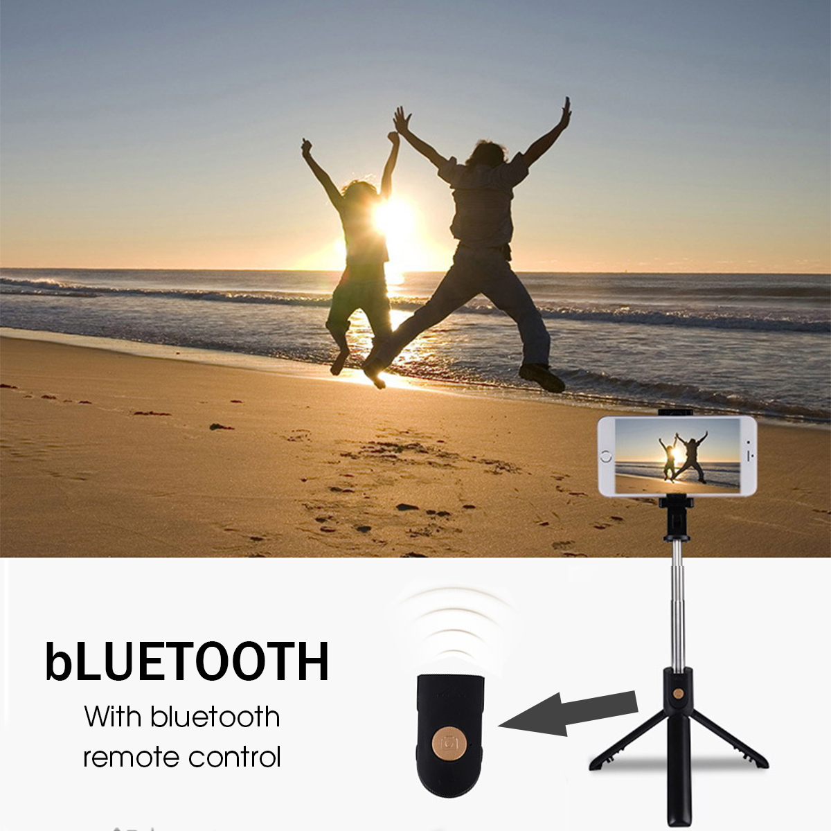 K07 Mini bluetooth Remote Control Selfie Stick Extendable Tripod Phone Holder