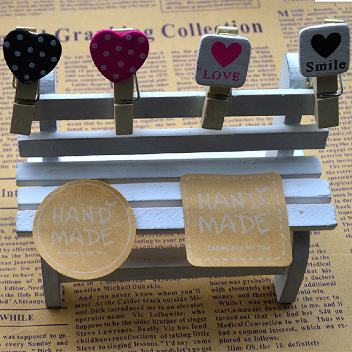 120Pcs Kraft Craft Paper Label Tape Hand Made Seal Sticker DIY Stitch Bags Boxes 