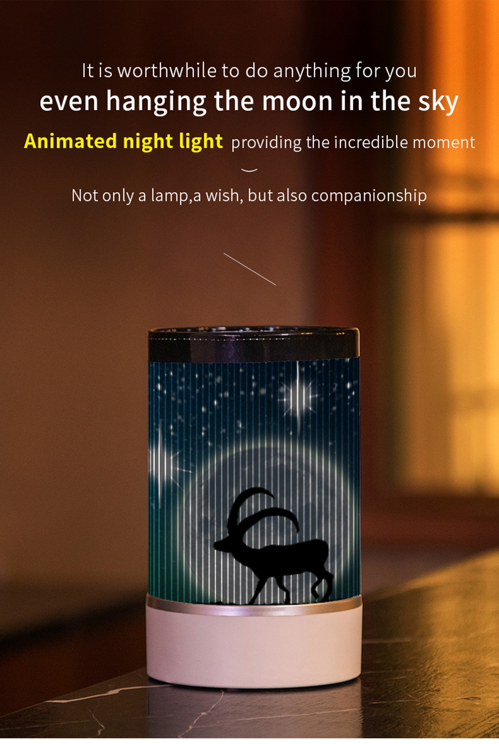 DC5V USB LED 4 Pattern Animated Night Light Remote Control for Kids Bedroom