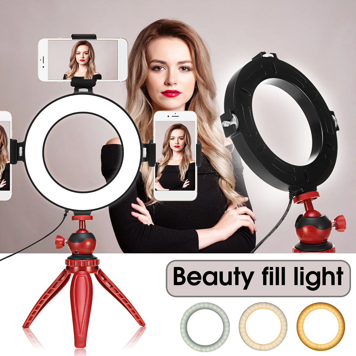 LED Ring Light Studio Photo Video Dimmable Lamp