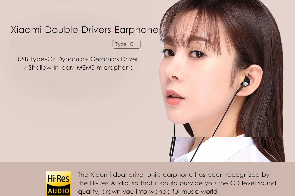 Original Xiaomi Type-C Earphone Dynamic Driver Ceramics Driver Wired Headphone with Mic
