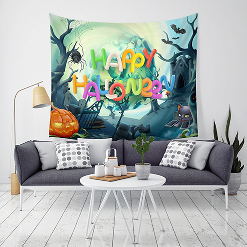 LWG6 Tapeçaria de Halloween com Abóbora Impressão Pendurada Tapeçaria Arte na Parede Decoração de Casa Decorações de Halloween para Casa