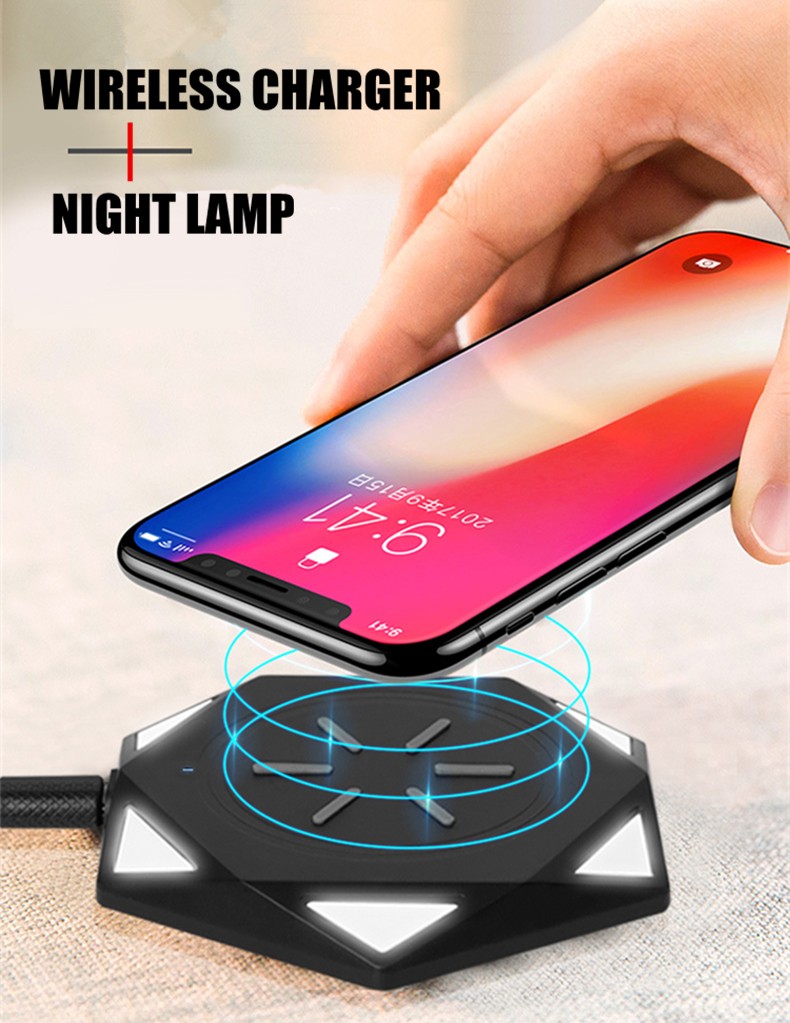 Bakeey 10W Qi LED Breathing Light Diamond Design Wireless Charging Pad Wireless Charger