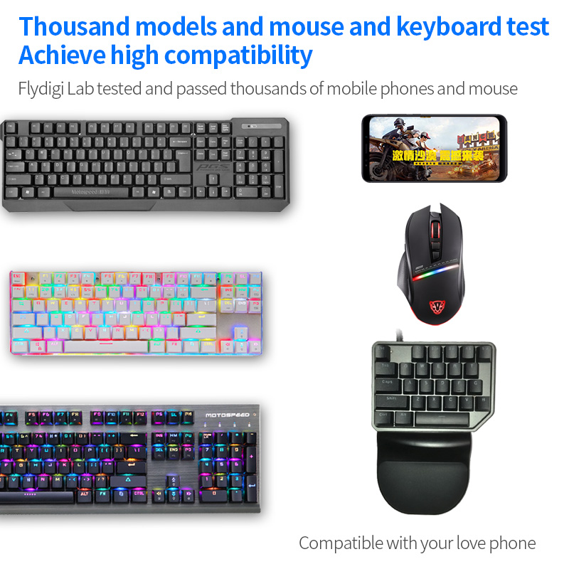 Flydigi Q1 Keyboard Mouse Converter via Wireless bluetooth USB Interface Connection for iOS Android Mobile Game