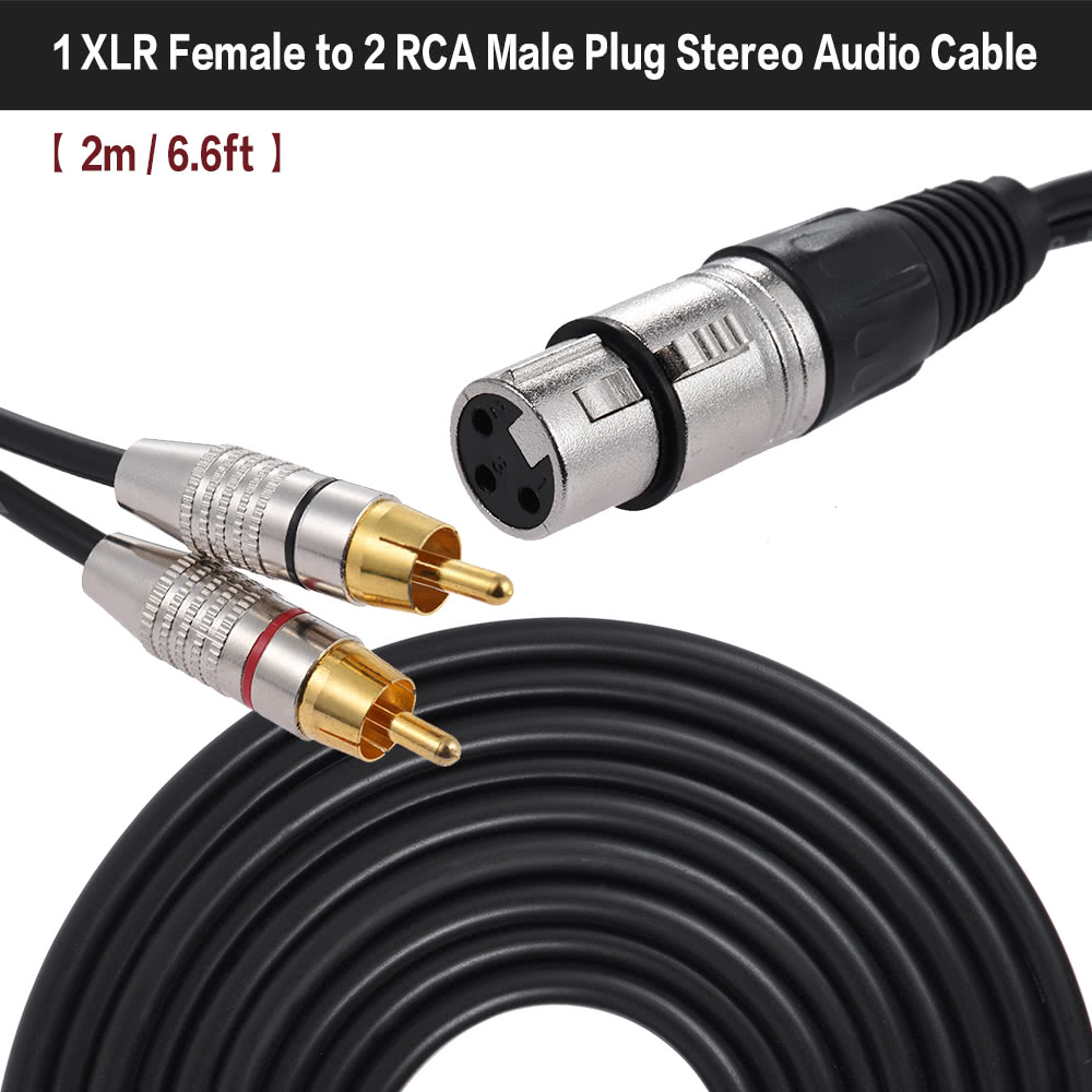 Dual RCA Male to XLR Female Plug Stereo Audio Cable for Microphone Audio Mixer Speaker Amplifiers 
