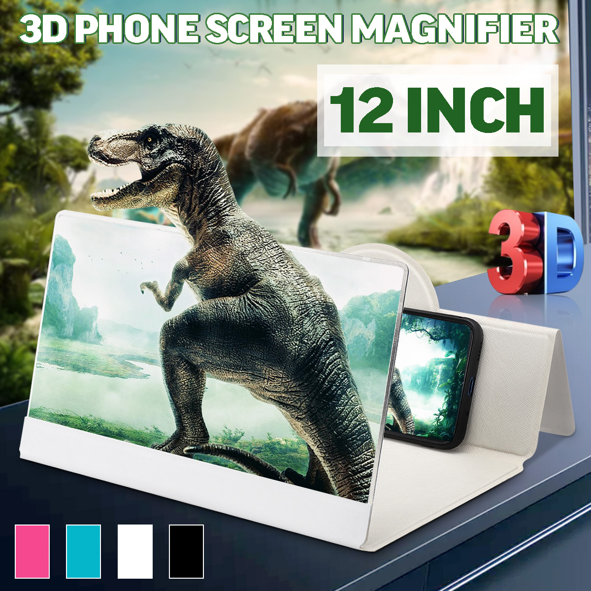 12 Inches Foldable 3D HD Phone Screen Magnifier Movie Video Amplifier PU Leather Cover For Smart Phones iPhone Samsung