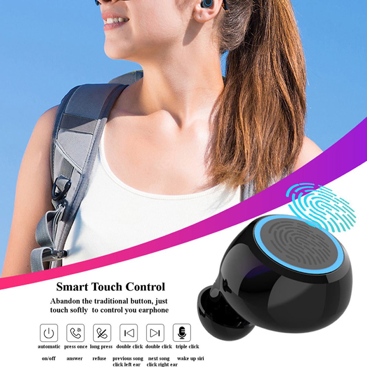 M11 TWS Wireless bluetooth 5.0 Earphone HiFi 8D Stereo CVC8.0 Noise Cancelling Headphone with Mic