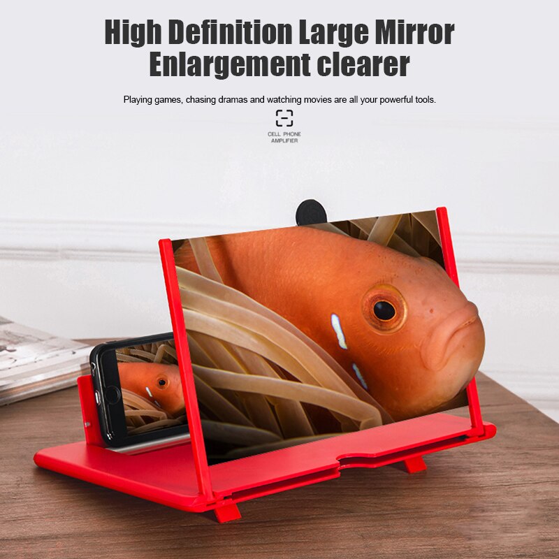 12 inch HD 3D Creative Foldable Phone Screen Magnifier Enlarge 3-4 Times Movie Video Screen Amplifier Lazy Desktop Mounts for all Cell Phone