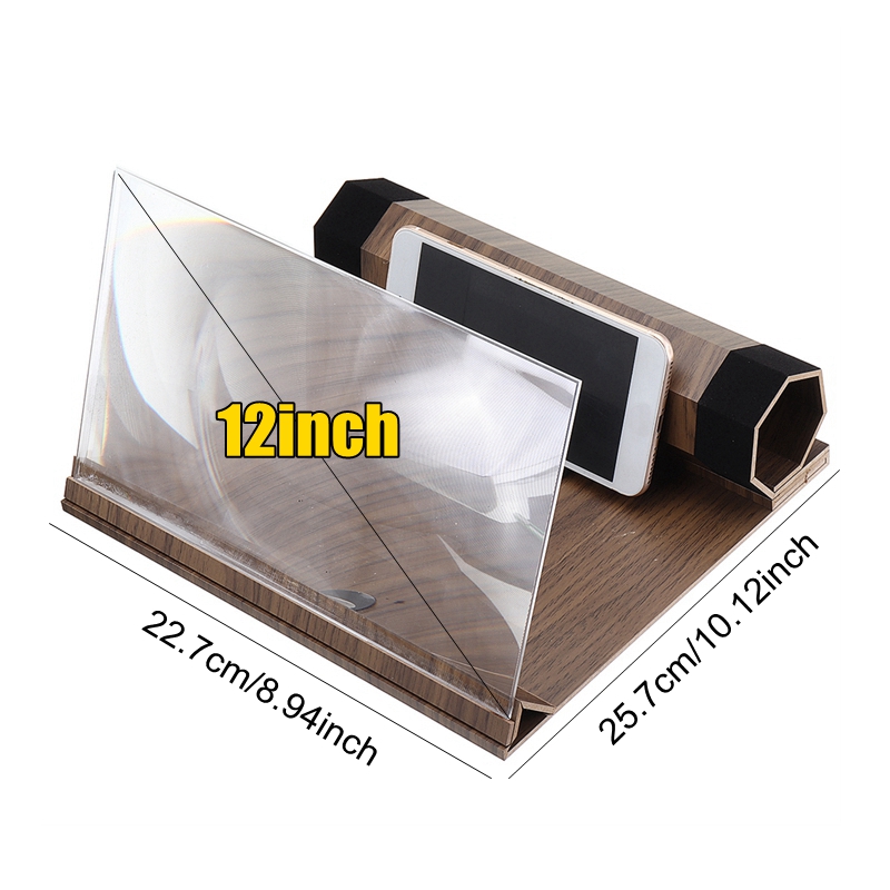 Universal 3D Phone Screen Magnifier Stereoscopic Amplifying 12 Inch Desktop Wood Bracket Phone Holder For Smartphone