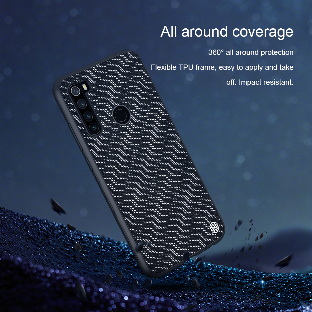 For Xiaomi Redmi Note 8 Case NILLKIN Luxury Luster Twinkle Shield Woven Polyester + PU Leather Hard Back Protective Case Non-original
