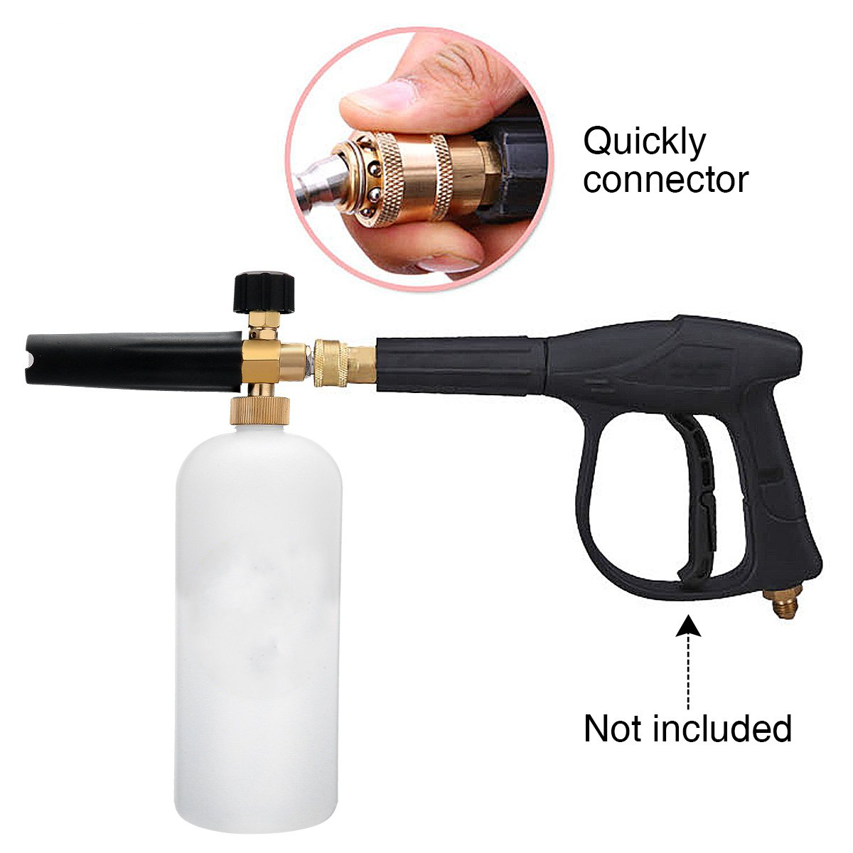 1L Lance Foam Spray Tool Soap Cannon For High Pressure Washer w/5x Nozzles