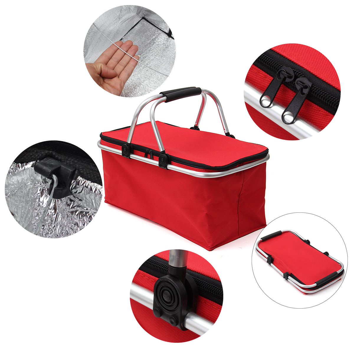 30L Large Folding Insulated Thermal Cooler Bag Picnic Camping Lunch Storage Baskets