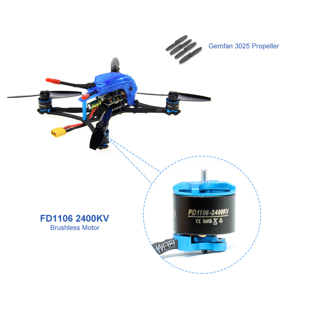 HGLRC Parrot132 3inch Toothpick FPV Racing Drone 5-6S PNP/BNF F411 Flight Control 13A 4in1 ESC 1106 Motor - Photo: 4