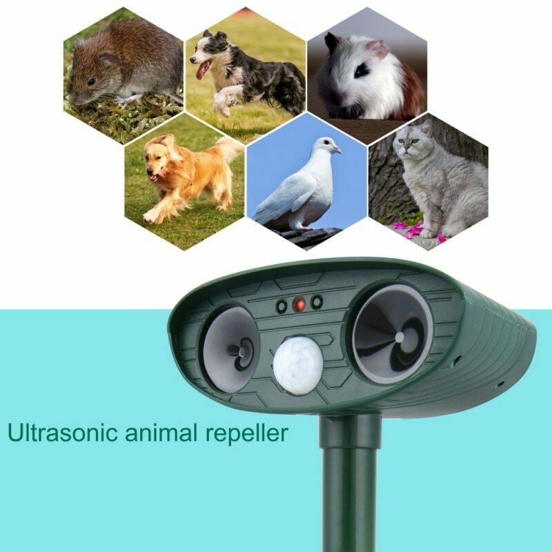 Outdoor Garden Solar Ultrasonic Repeller PIR Pest Animal Mouse Fox Cat Dog Repellent